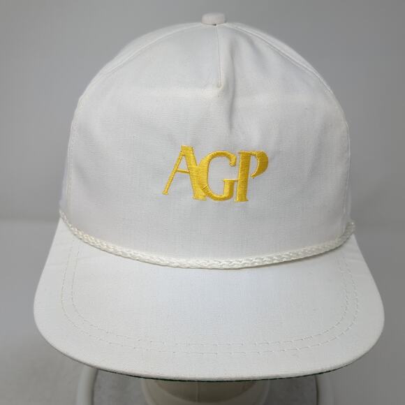 AGP Slideback Rope Hat White OS Adjustable Embroidered K-Brand Vintage - Picture 2 of 9